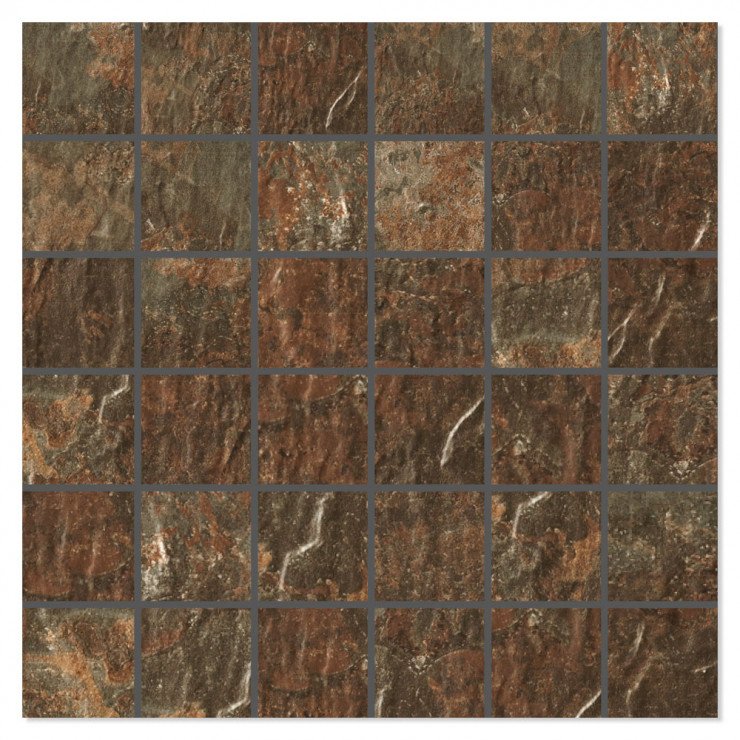 Mosaik Klinker Slate Brun Matt 30x30 (5x5) cm-0
