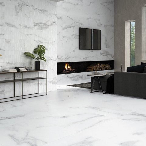 Marmor Klinker Michelangelo Carrara Vit Matt 100x100 cm