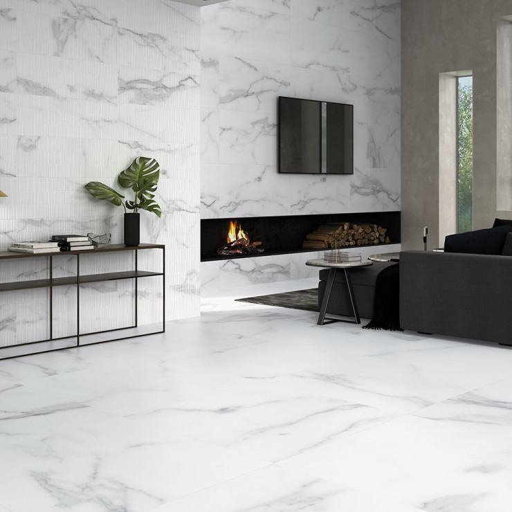 Marmor Klinker Michelangelo Carrara Vit Matt 100x100 cm-1