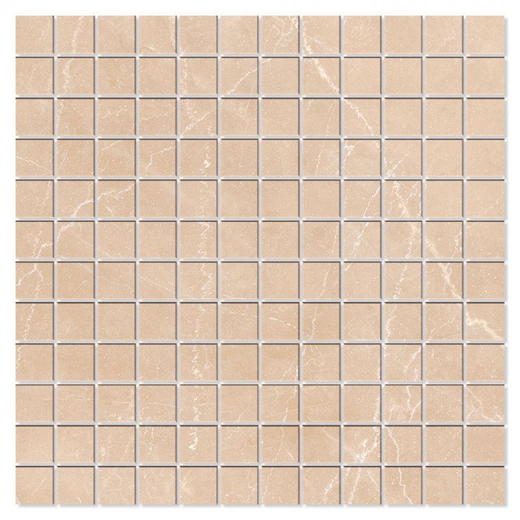 Marmor Mosaik Klinker Bottocino Beige Polerad 30x30 (2.5x2.5) cm-0