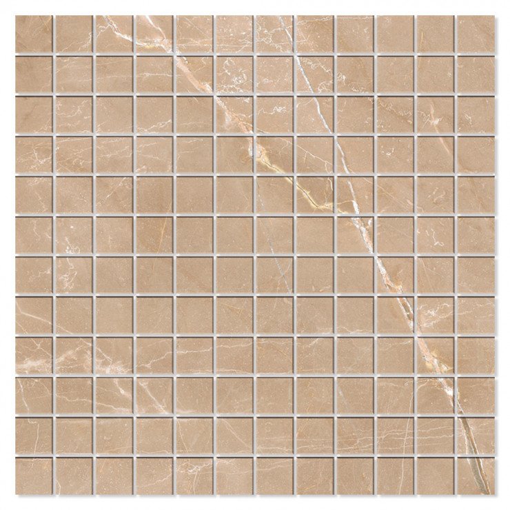 Marmor Mosaik Klinker Bottocino Ljusbrun Matt 30x30 (2.5x2.5) cm-0