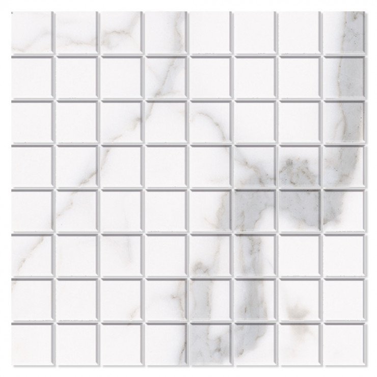 Marmor Mosaik Klinker Arges Vit-Grå 28x28 (3.5x3.5) cm-0