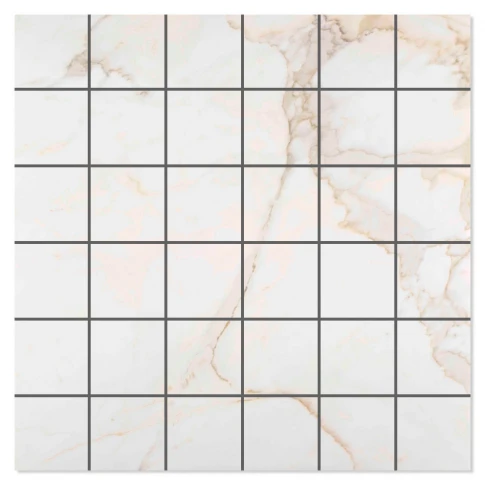 Mosaik Marmor Klinker Lancelot Vit Matt 30x30 (5x5) cm