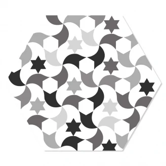 Hexagon Klinker Kasbah Svart-Vit 22x25 cm