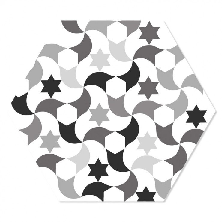Hexagon Klinker Kasbah Svart-Vit 22x25 cm-1