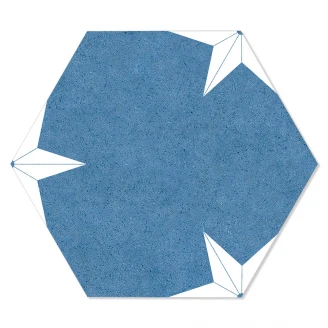 Hexagon Klinker Stella Blå-Vit Mönstrad 22x25 cm