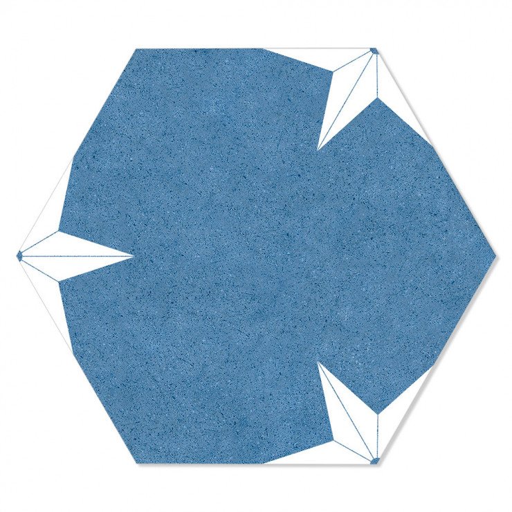 Hexagon Klinker Stella Blå-Vit Mönstrad 22x25 cm-1