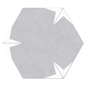Hexagon Klinker Stella Grå-Vit Mönstrad 22x25 cm