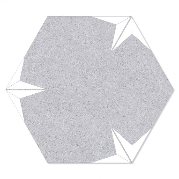 Hexagon Klinker Stella Grå-Vit Mönstrad 22x25 cm-1