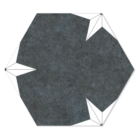 Hexagon Klinker Stella Svart-Vit Mönstrad 22x25 cm