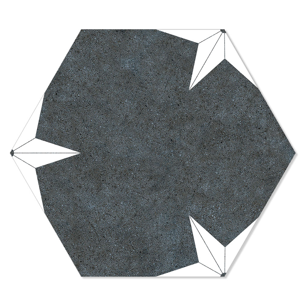 Hexagon Klinker Stella Svart-Vit Mönstrad 22x25 cm