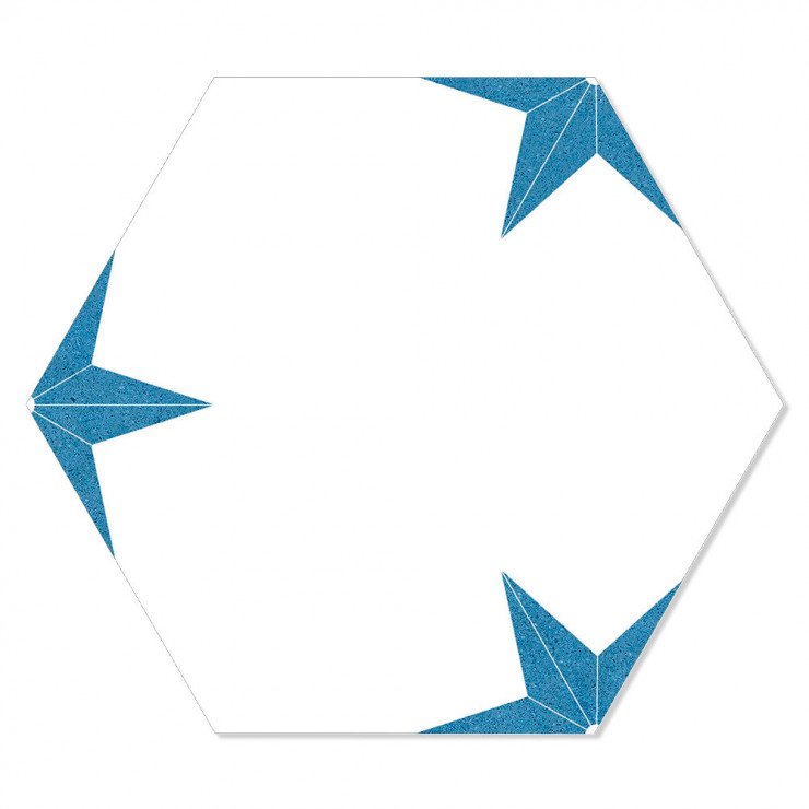 Hexagon Klinker Stella Vit-Blå Mönstrad 22x25 cm-0
