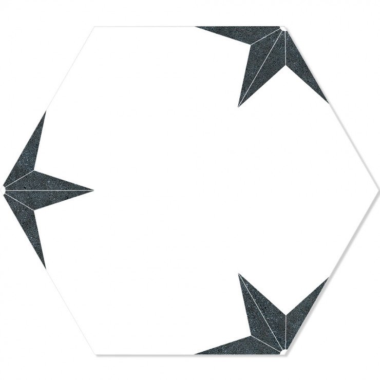 Hexagon Klinker Stella Vit Mönstrad 22x25 cm-1