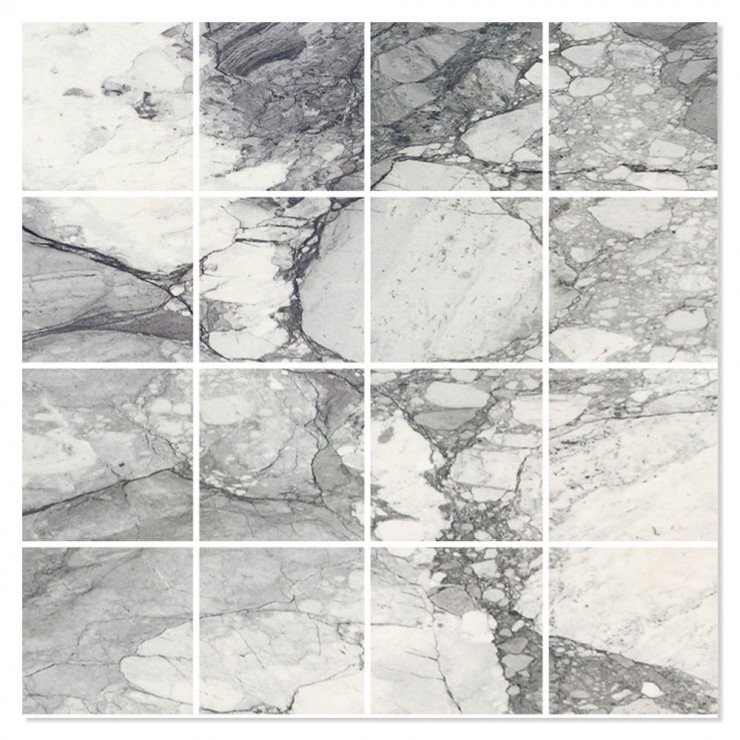 Marmor Mosaik Klinker Lenolla Grå Polerad 30x30 (7x7) cm-0