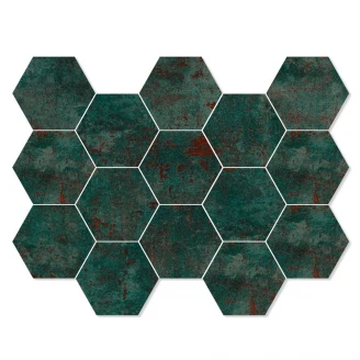 Mosaik Klinker Metalic Grön Halvpolerad 33x23 cm