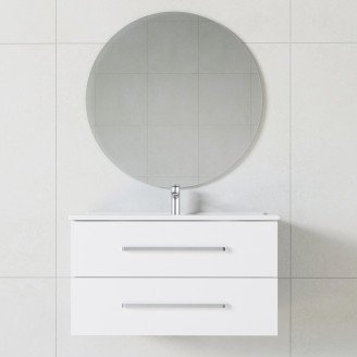 Badrumspaket Flow Vit 90 cm med Spegel & Tvättställsblandare