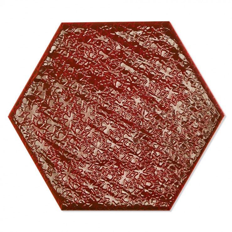 Dekor Hexagon Mix Klinker Colorain Röd Blank 20x23 cm-1