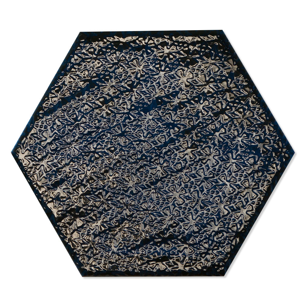 Dekor Hexagon Mix Klinker Colorain Blå Blank 20x23 cm