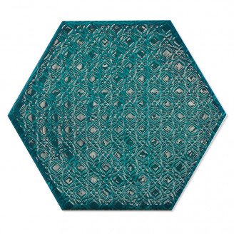 Dekor Hexagon Mix Klinker Colorain Turkos Blank 20x23 cm-2