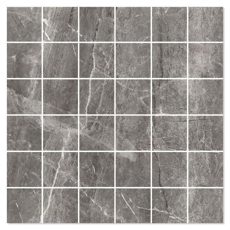 Marmor Mosaik Klinker Geneva Mörkgrå Matt 30x30 (5x5) cm-0