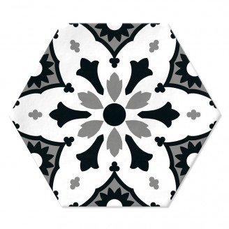 Hexagon Klinker Trinidad Svart-Vit Matt 15x17 cm-2
