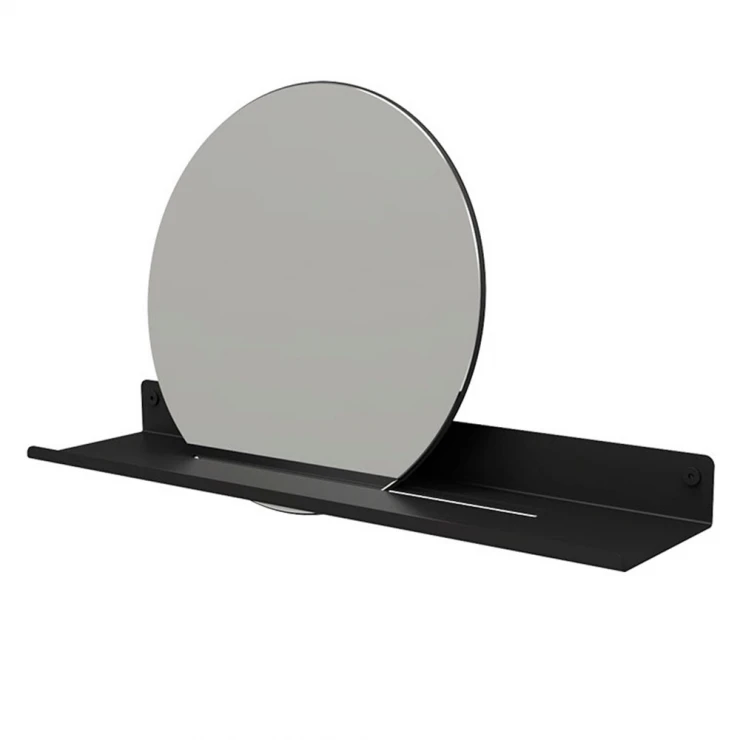 Spegel Sommardopp Diameter 37 cm Hylla 60 cm Svart-1