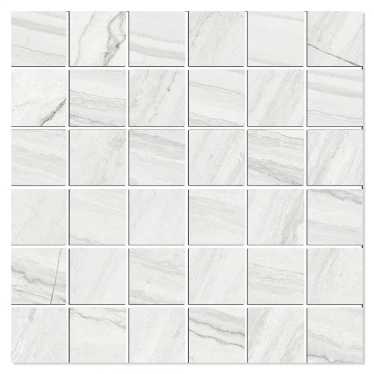 Marmor Mosaik Klinker String Vit Matt 30x30 (5x5) cm-0