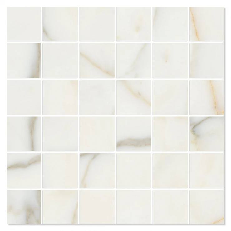 Marmor Mosaik Klinker Visual Vit Polerad 30x30 (5x5) cm-0