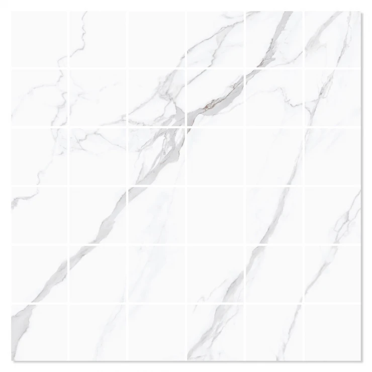 Marmor Mosaik Klinker Marmo Bianco Vit Matt 30x30 (5x5) cm-0