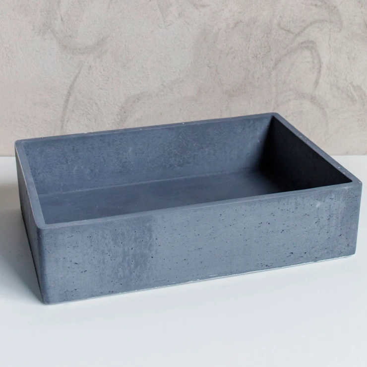 Sira Handgjorda Cement Tvättställ Oasis Mörkgrå Matt 48 cm-0