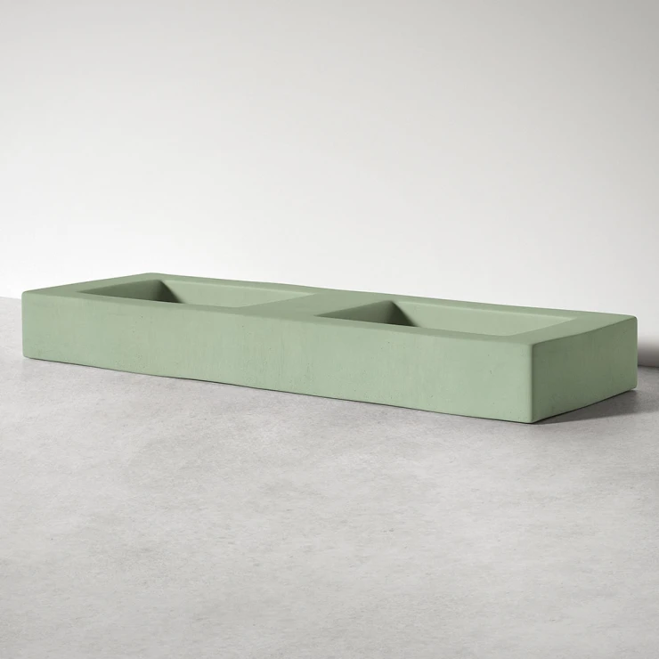Sira Handgjorda Cement Tvättställ Tundra Grön Matt 130 cm-0
