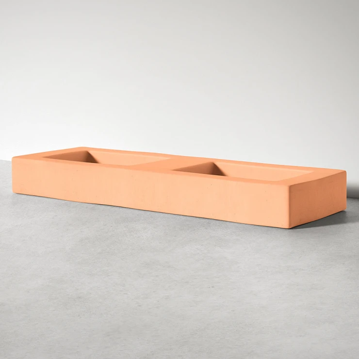 Sira Handgjorda Cement Tvättställ Tundra Orange Matt 130 cm-0