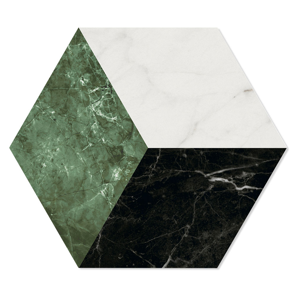 Marmor Hexagon Klinker Artis Grön Matt 15x17 cm | Hill Ceramic®