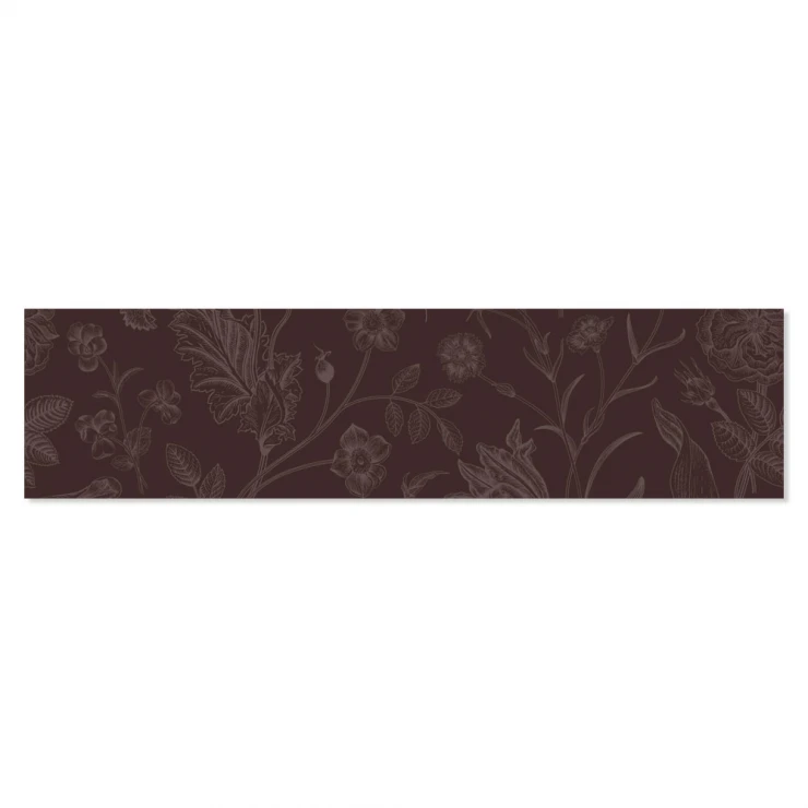 Dekor Kakel Ornate Flos Mörkbrun Matt 7.5x30 cm-1