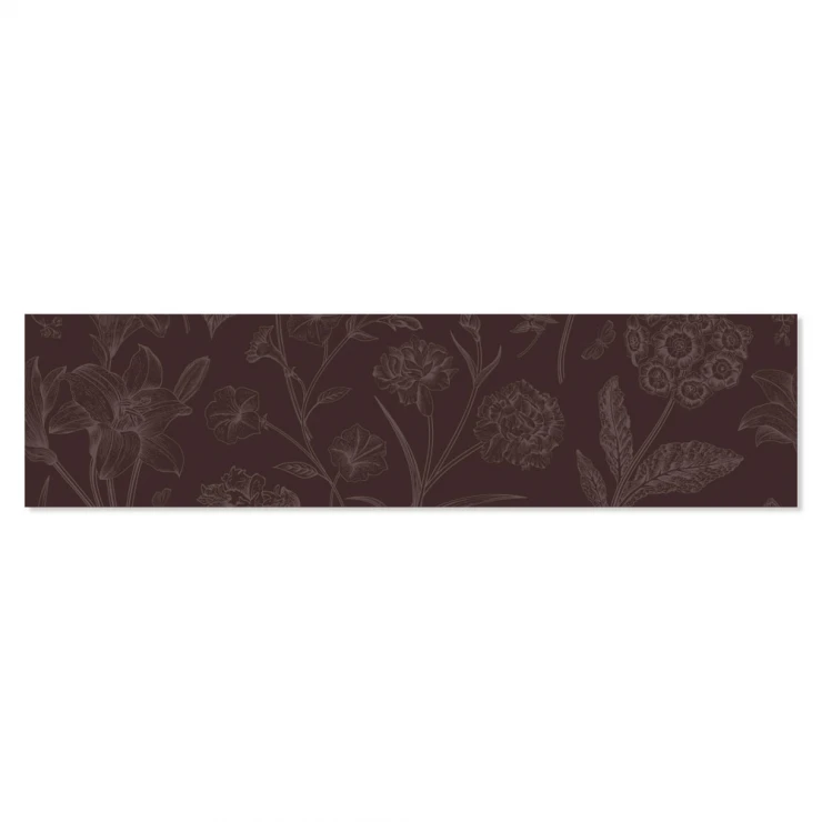 Dekor Kakel Ornate Flos Mörkbrun Matt 7.5x30 cm-0