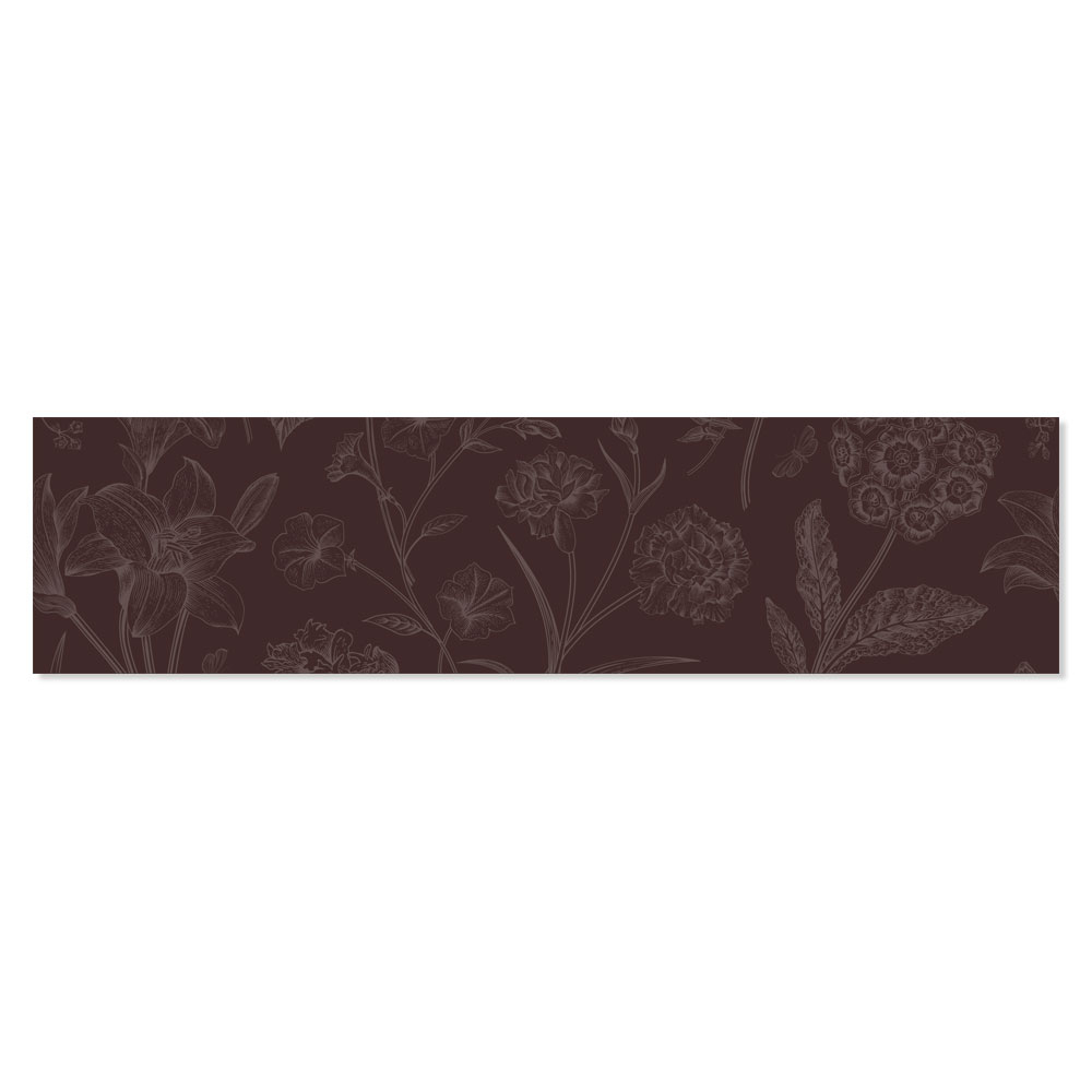 Dekor Kakel Ornate Flos Mörkbrun Matt 7.5x30 cm
