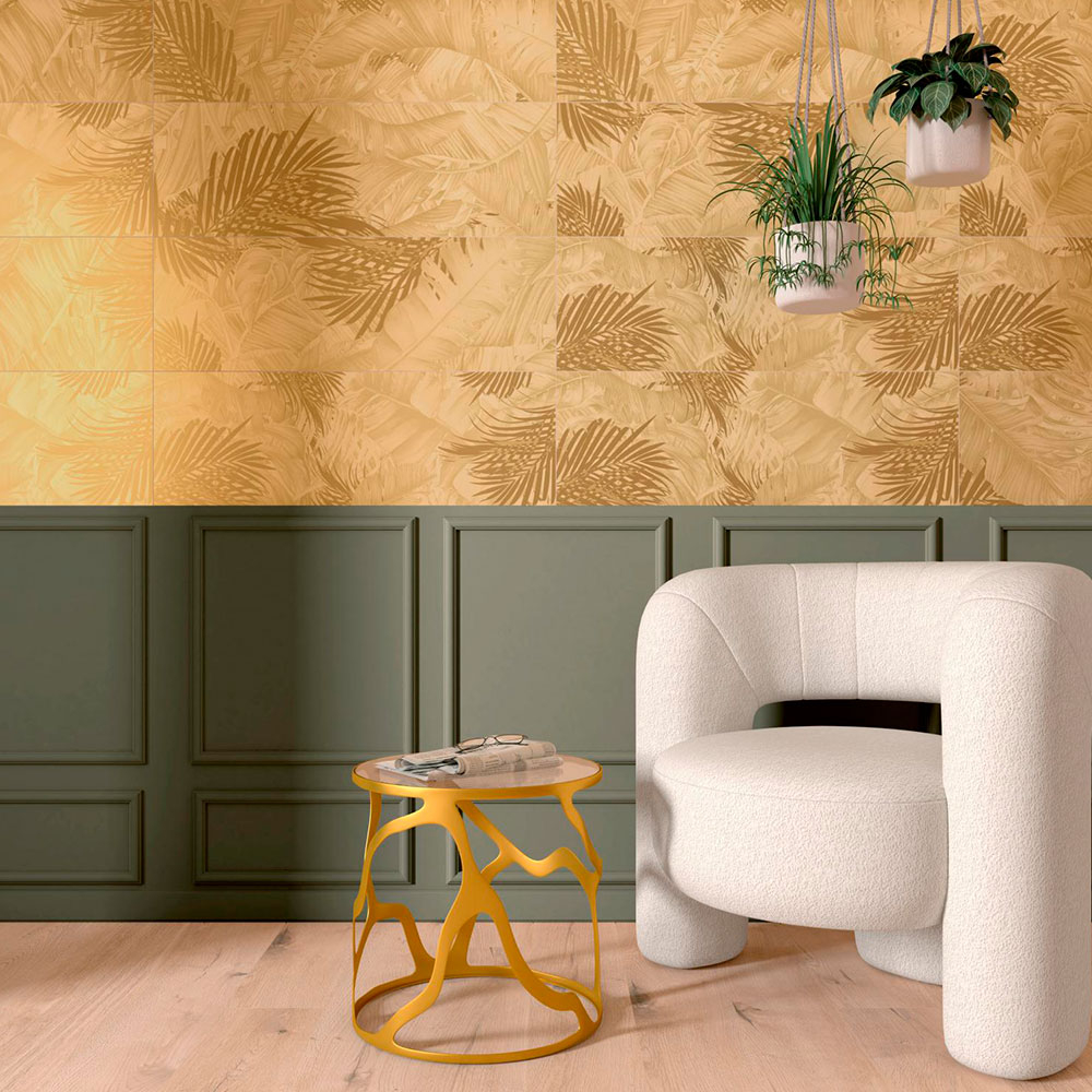 Dekor Kakel Elite Gold Vegetal Matt 33x100 cm