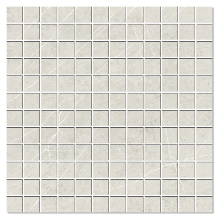 Marmor Mosaik Klinker Bråvik Marmor Ljusgrå Polerad 30x30 (2.5x2.5) cm-0