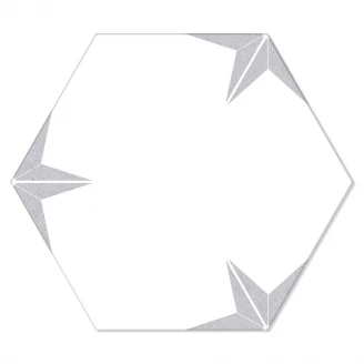 Hexagon Klinker Stella Vit-Grå Mönstrad 22x25 cm-2