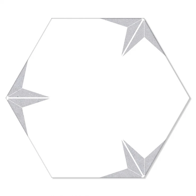 Hexagon Klinker Stella Vit-Grå Mönstrad 22x25 cm-1