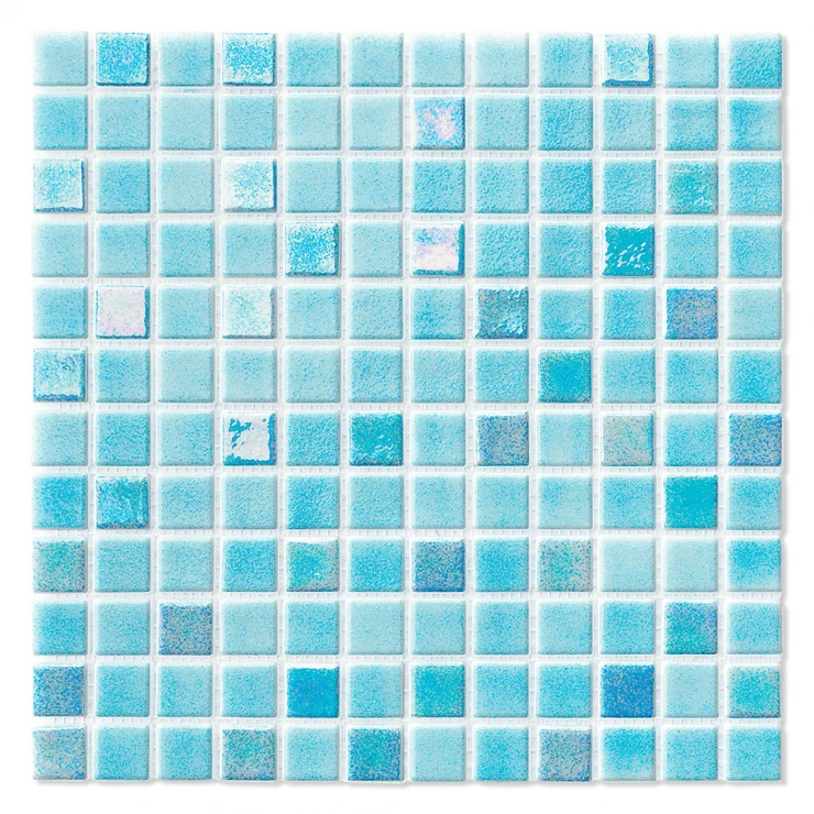Poolmosaik Indigo Mix Ljus Blå Blank 32x32 (2.5x2.5) cm-0