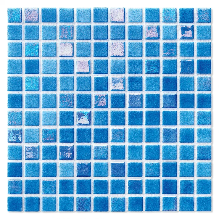 Poolmosaik Indigo Mix Blå Blank 32x32 (2.5x2.5) cm-0