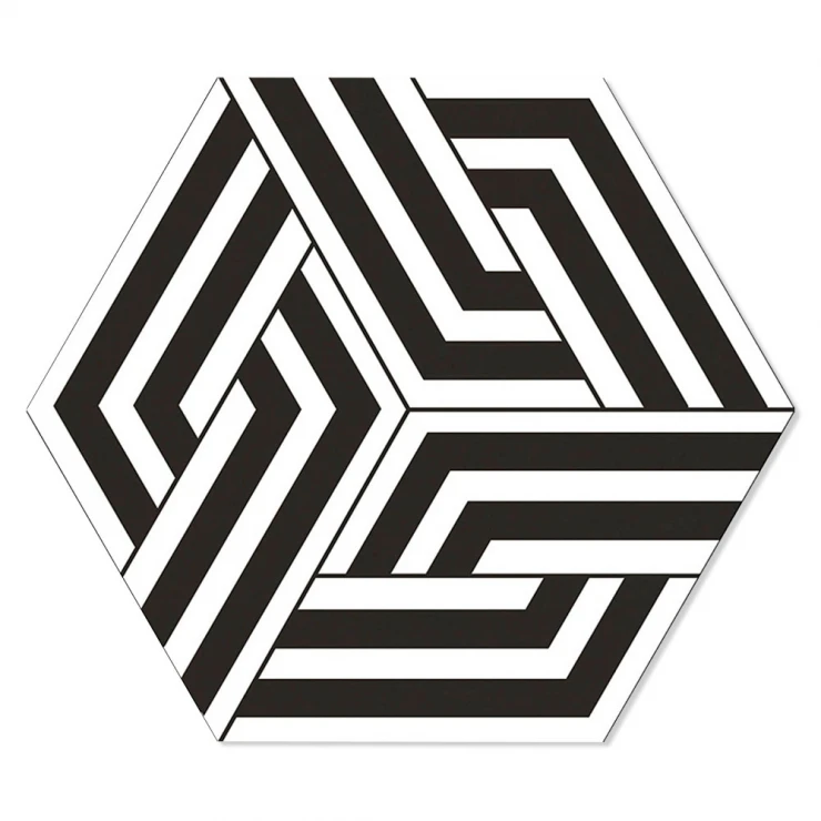 Hexagon Klinker Zebra Vit-Svart Matt 22x25 cm-0