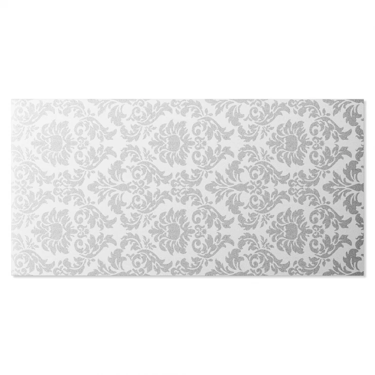 Kakel Elite Print Silver-Vit Damask Blank 60x120 cm-1