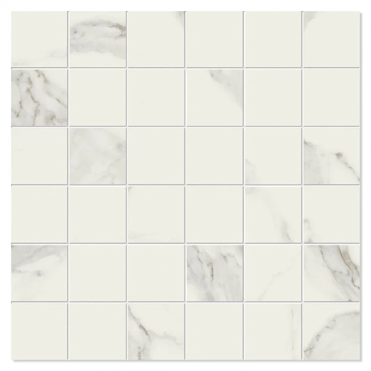 Unicomstarker Marmor Mosaik Klinker Statuario Satin 30x30 (5x5) cm-0