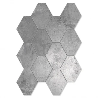 Unicomstarker Hexagon Klinker Oxid Silver Matt 25x34 cm