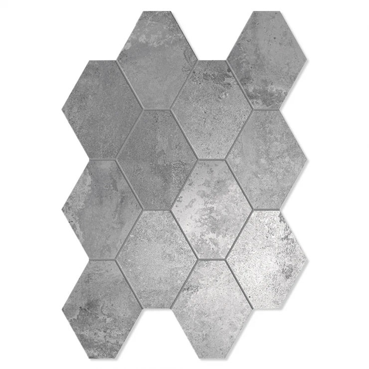 Unicomstarker Hexagon Klinker Oxid Silver Matt 25x34 cm-0
