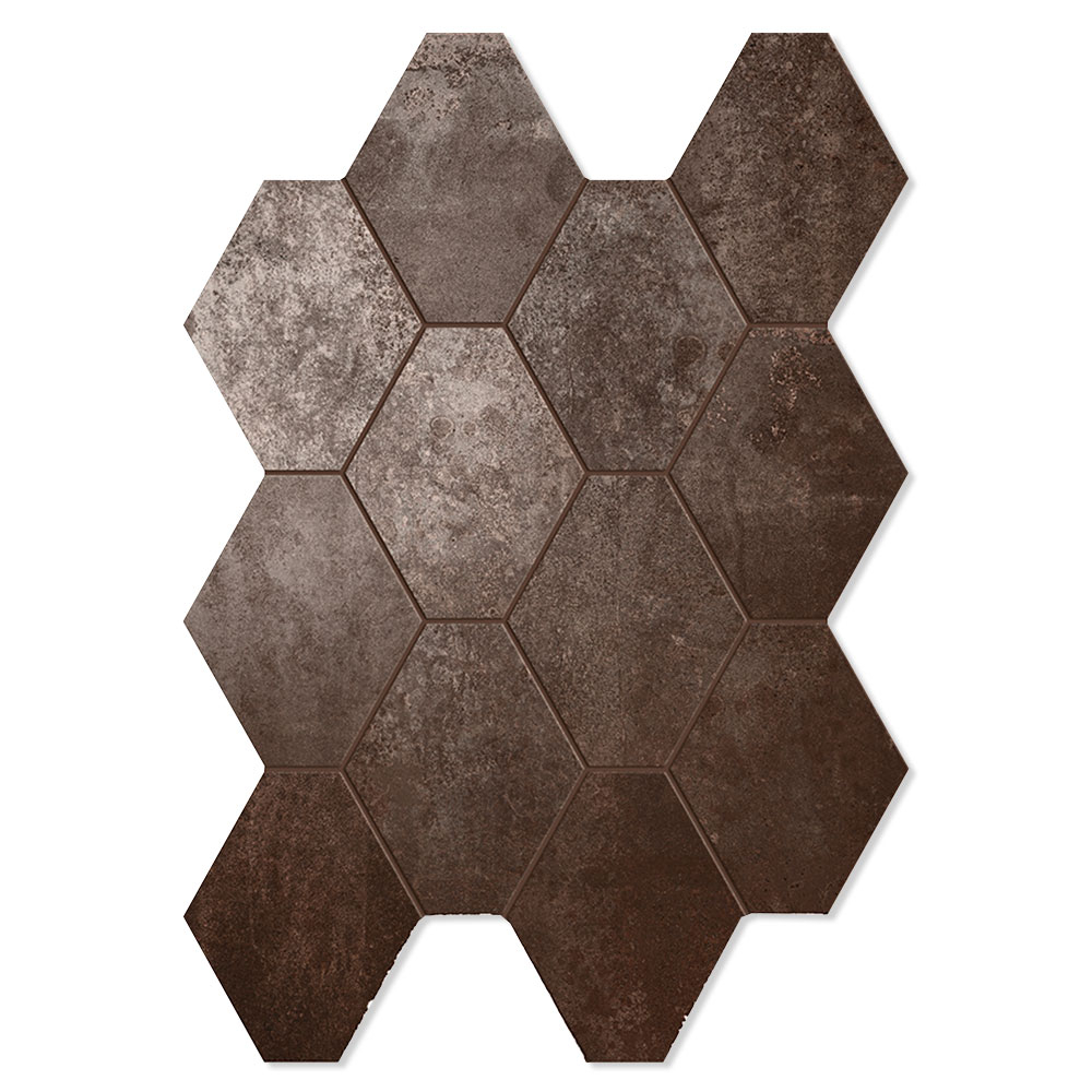 Unicomstarker Hexagon Klinker Oxid Lava Matt 25x34 cm