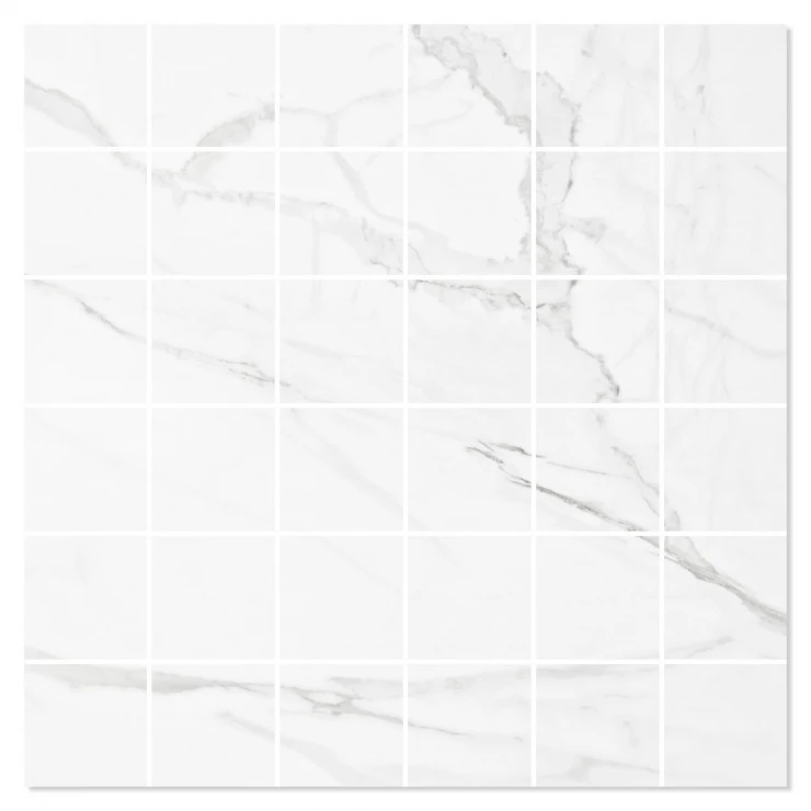 Marmor Mosaik Klinker Sapphirose Vit Satin 30x30 (5x5) cm-0
