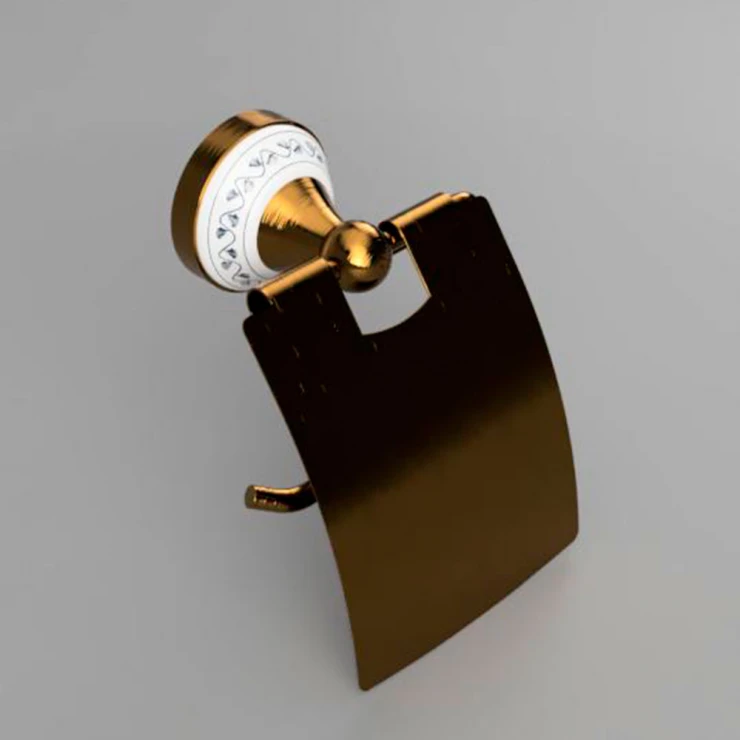 Toalettpappershållare med Lock Gustavhov Koppar-1